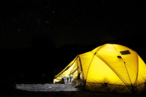 Yellow camping tent